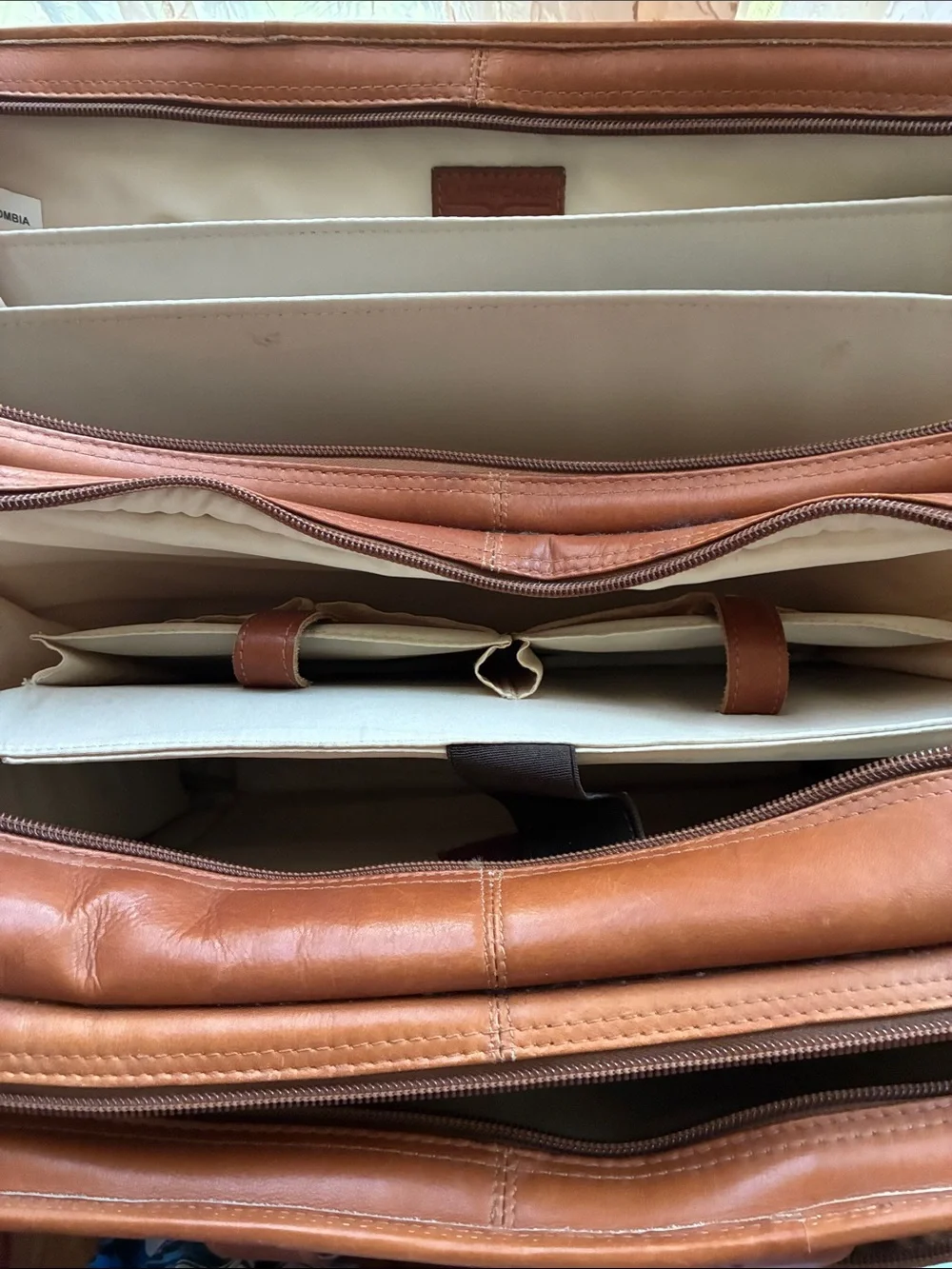 Men's Leather Laptop Briefcase in Brown with Shoulder Strap